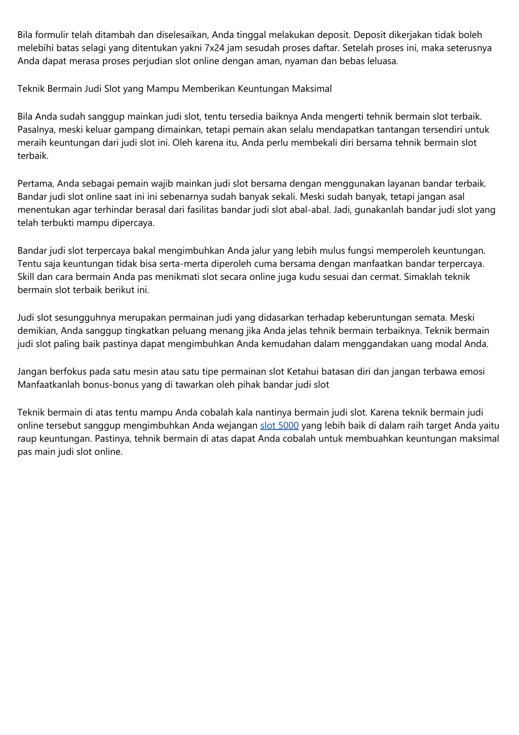 slot yang bisa deposit 5000